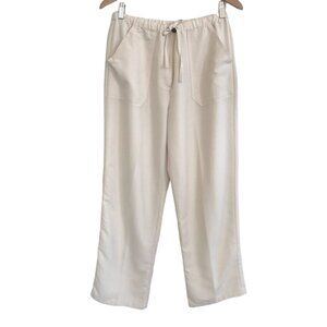 Caribbean Joe Women’s Pants Drawstring Wide Leg Cream Rayon Blend Size M